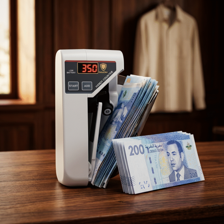 Bouclier Handy Counter avec billets 200 dirhams marocains